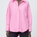 ZARA  cute bubblegum pink oversized poplin button down shirt Photo 0