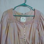 ZARA Pink Tie Dye Puff Sleeve Button-Up Women's Blouse Crop Top Size Small Photo 2