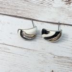 Vintage Stud Earrings For Pierced Ears Cream, Black, Clear Gem Black Photo 3