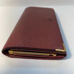 Valentino Garavani Burgundy Leather Long Bifold Flap Wallet Photo 6