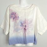 J. Jill‎ Pure Jill Linen Watercolor Flower Floral Flowy Oversized Shirt Size S White Photo 0
