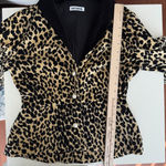 Batsheva Jacket Womens 2 Leopard Animal Print Bell Sleeves Velvet Artsy Cropped Brown Photo 12