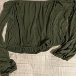 Olive Green Shoulder Crop Top Size L Photo 0