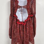 Free People Pennie Printed Babydoll Lace Ruffles Mini Dress S Cherry com… Photo 5