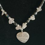 New Hand Crafted Heart Shaped Rose Quartz and Hematite Bead Necklace Pink Photo 1