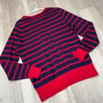 Lands' End  Cardigan supima cotton striped womens Red Blue (medium) preppy bright Photo 3
