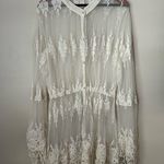 Cream colored lace sheer cardigan Size L Photo 0