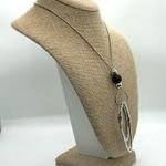 Hammered Silver Rings Pendant Necklace Black Bead Snake Chain Statement Piece Photo 4