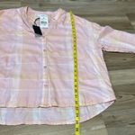 Kut From The Kloth Button up shirt Light Pink/Peach plaid Womens XS Boxy fit NWT Photo 9