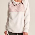 Abercrombie & Fitch Creme and Tan Pleather Snap Up Fleece Pullover Size L Photo 0
