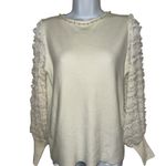 SIONI MILANO Ivory Knit Pearl Embellished Fringe Long Sleeve Sweater NWT Small‎ White Photo 1