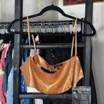 New RetrofĂȘte Vedra Silk Chiffon Metallic Bra in Nude Glitter Gold Size XL Photo 3