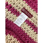 Merona Striped Rose Natural Tote Bag Summer Beach Vacation Large Oversized Photo 2