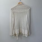 Chico's Crochet Knit Open Cream Waterfall Cardigan Sz L 2 Cotton Old Money Work Photo 6