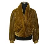 Free People Velvet Quilted Topaz Gold Bomber Oversized Jacket(Size XS) Photo 1