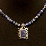 Sodalite Beaded Choker Necklace Lapis Lazuli Sterling Silver Pendant Extension Blue Photo 1