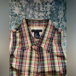Vintage Limited sleeveless silk taffeta plaid button down blouse, size XS Photo 3