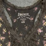 Decree  Tank Top Black Floral Lace Medium Gray Grunge Glam Layering Ditsy Summer Photo 3
