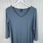 Eileen Fisher  Jersey V-Neck Dress Women's Size Small Slate Blue Viscose Spandex Photo 3