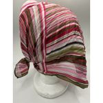 Oscar de la Renta  Gorgeous Silk Long Scarf Stripe Pink Brown Vtg Photo 4