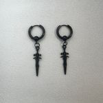 Dagger Dangle Drop Earrings for Men Women Streetwear Punk Hip Hop Unisex Style Black Photo 1