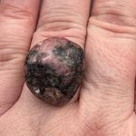 Handmade Handcrafted Large Rhodonite Stainless Steel Open Back Adjustable Ring Tumbled Photo 2