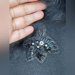 Kobi Halperin X Erte Anisa Fox and Rabbit Fur Combo Coat w/ Crystal Brooches L Black Size L Photo 7