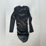 CBR CHIC BOUTIQUE ROSE Black Satin Ruched Mini Dress SIZE MEDIUM Photo 3