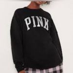 PINK - Victoria's Secret PINK Sweatshirt Black with Silver Glitter Graphic front Crew Neck Long Sleeves M Photo 1