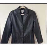 Leather Jacket Black Leather Collared Buttons Pockets Lined Size 10 VTG VG Clio Photo 9