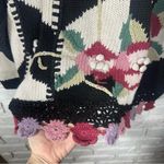 Rebecca Stone Vintage Floral Crochet Sweater Size Large Black Photo 8