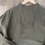 Giorgio Armani Classico Vintage Silk Linen Button Front Blouse Olive Green M Photo 7
