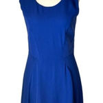 Parker  Royal Blue Silk Sleeveless Scoop Neck Fit‎ And Flare Mini Dress Size M Photo 0