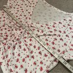 SheIn Red & White Ditsy Floral V-Neck Drawstring Short Sleeve Crop Top Photo 6