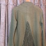 Soft Surroundings  Green Zip Up Crochet Back Panel Lightweight Jacket Size Medium Photo 10