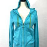 Eddie Bauer  Hoodie Teal Blue Full Zip Ribbed Hem Hood Size M Photo 3
