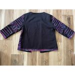 Choices Ruffle Casual Blazer Jacket MEDIUM 100% Cotton Black Purple Teal Fringe Purple Photo 5