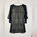 Tacera Black Lace with Nude Lining 3/4 Sleeve Dress Effortless Elegance Size S Photo 7