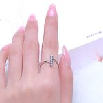 Boutique Women's Bezel‎ Set Simulated Diamond Platinum Plated S925 Rhodium Ring, Size 5 Photo 11