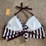 Kona Sol  Burgundy and White Striped Bikini Top size medium swim wear bikini top Photo 4