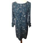 Banana Republic Legion Blue and Antique Pewter Floral Blue Pearl Snap Ruffle Cuf Photo 3