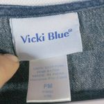 Vicki Blue Vintage Short Sleeve Jean Dress Dark Wash Denim Button Down Size PM Photo 3