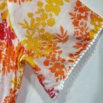 Adrienne Vittadini  Floral V neck Semi Sheer Flowy Short Sleeve Dress Size L Photo 6