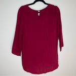 Dress Barn | Burgundy Lace Front 3/4 Length Sleeve Top | XL Photo 1