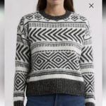 Lucky Brand  Women's Wool Blend Crewneck Sweater Black White Geometric Sz  Medium Photo 7