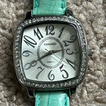 Embassy women’s vintage genuine leather teal/silver crystal watch one‎ size Green Photo 0
