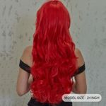 24 Inches Long Ruby Red Synthetic Wig For Women Photo 3