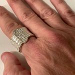 WA Studios Silver Stretch Ring with Crystal Accents Photo 5