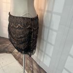 Free People NWT Zoey black lace nude lined ruched mini skirt size 12 Photo 5