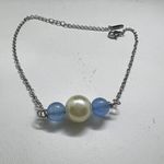 Handmade White pearl bead chain bracelet with Crystal beads Photo 1